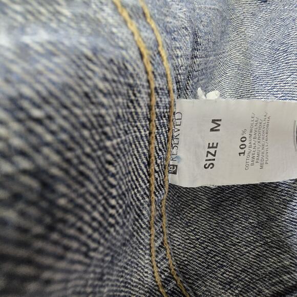 Reserved Jean Jacket Womens Medium Blue Denim Two Button Pockets Cotton - Picture 13 of 15